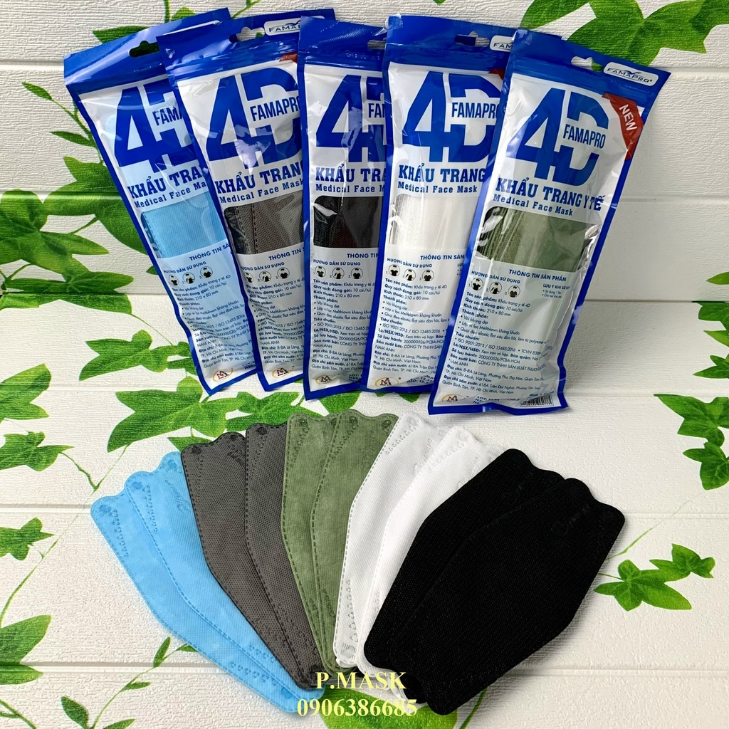 Khẩu Trang 4D NAM ANH FAMAPRO DẠNG TÚI 4 Lớp Kháng Khuẩn 10 Cái/ Túi
