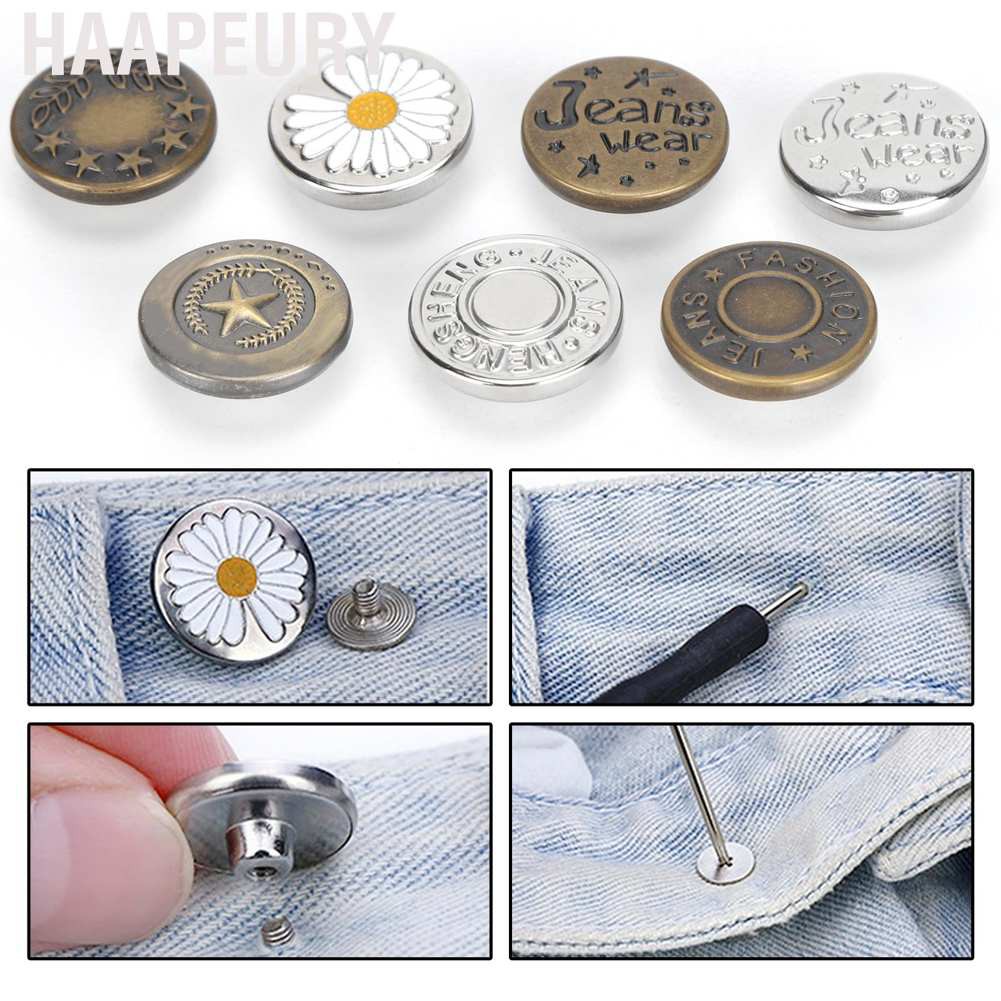 Haapeury Jeans Buttons Replacement Kit Nail‑Free No Sewing Needed Adjustable Waistline Craft Tool