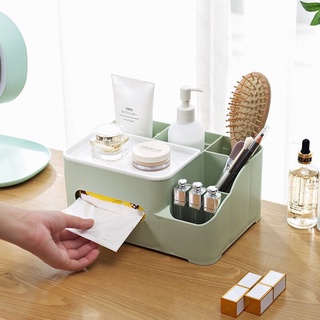 HỘP ĐỰNG GIẤY ĂN ĐỂ BÀN CÓ NHIỀU NGĂN ĐỰNG CẢ MỸ PHẨM
