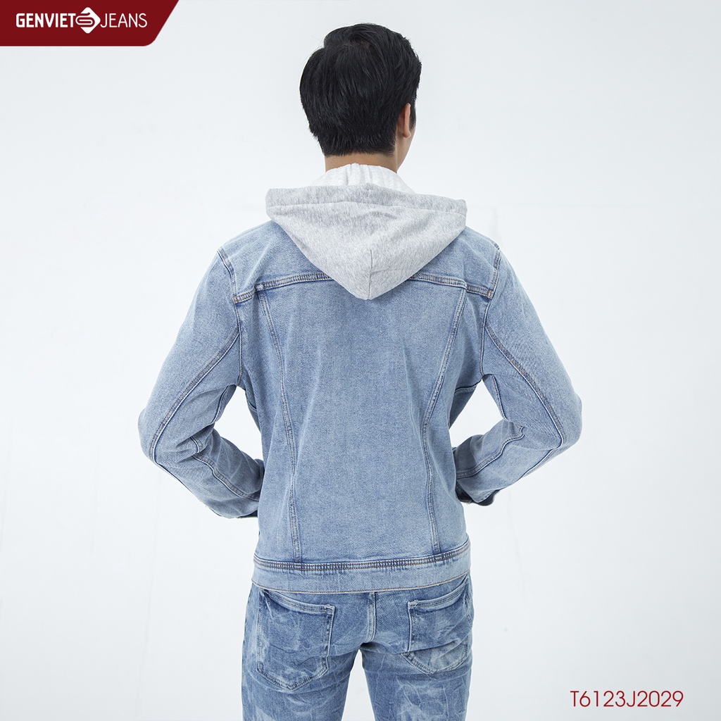 Áo Khoác Jeans Nam Genviet Có Mũ Nỉ T6123J2029