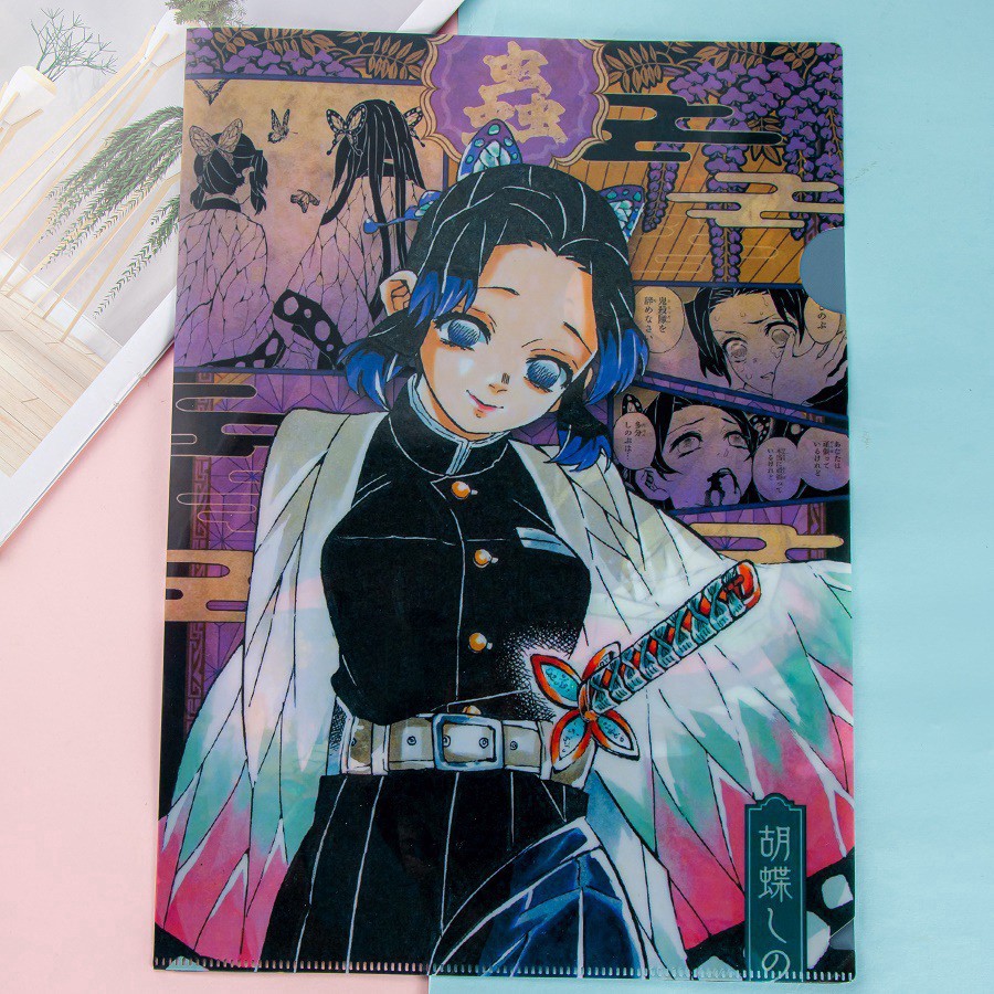 COSER KING 1Pcs A4 Folder File Cartoon Pattern A4 Folder Anime Demon Slayer Kimetsu No Yaiba Cosplay