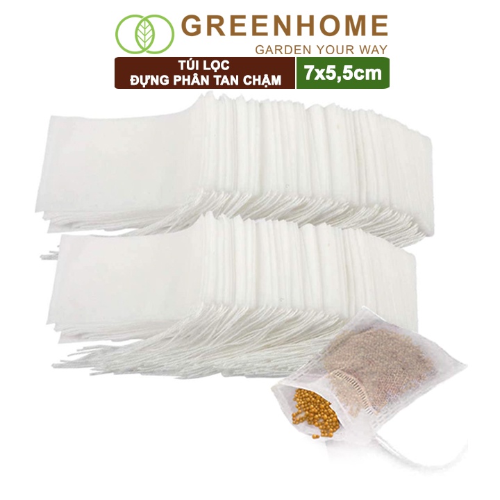 100 Túi lọc đựng phân tan chậm, 5,5x7cm, treo hoặc bỏ gốc tiện lợi, túi tự huỷ thân thiện môi trường |Greenhome