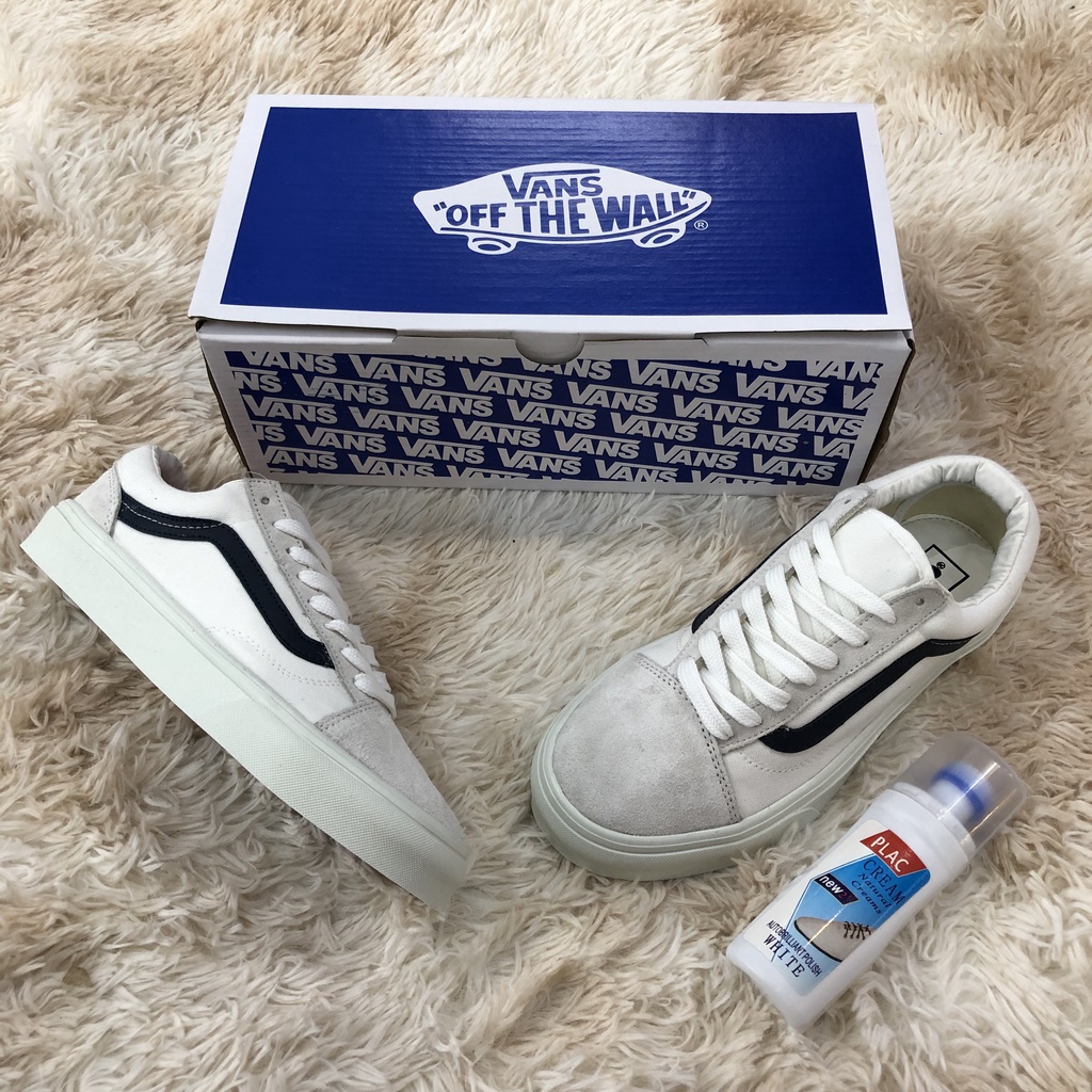 Giày Vans off the wall trắng xám sọc đen nam nữ