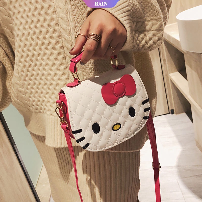 SANRIO Túi Đeo Vai/ Xách Tay Bằng Da PU In Họa Tiết Hoạt Hình Hello Kitty Dễ Thương Chống Nước Cho Nữ