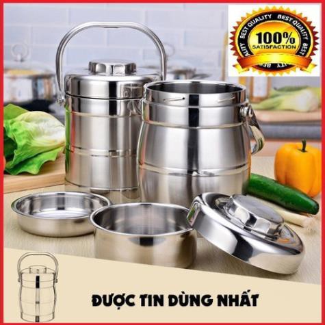 Hộp cơm giữ nhiệt 3 tầng inox cao cấp 1.3L