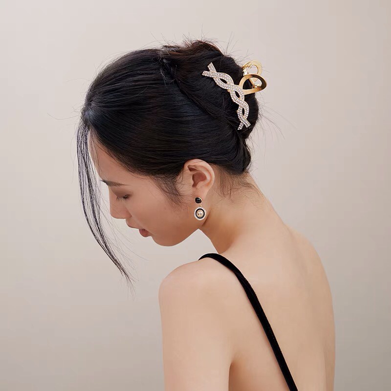 Kẹp tóc Hàn Quốc đính đá Cặp tóc càng cua kẹp tóc kim loại hottrend thời trang cho nữ xinh sang chảnh Aikimo KXN