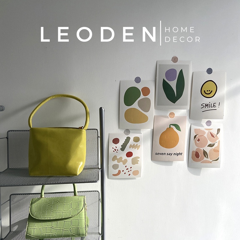 Postcard giấy dán tường trang trí phòng ngủ phong cách decor tối giản, set hình dán tường Hàn