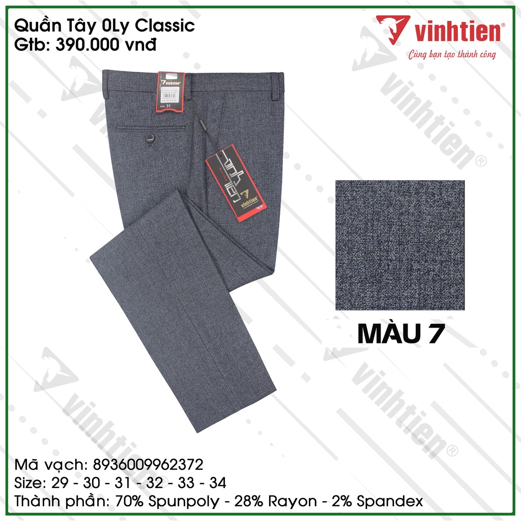 Quần Tây Nam 0Ly Nam Vĩnh Tiến Nhiều Màu QK390 | CHĨNH HÃNG|