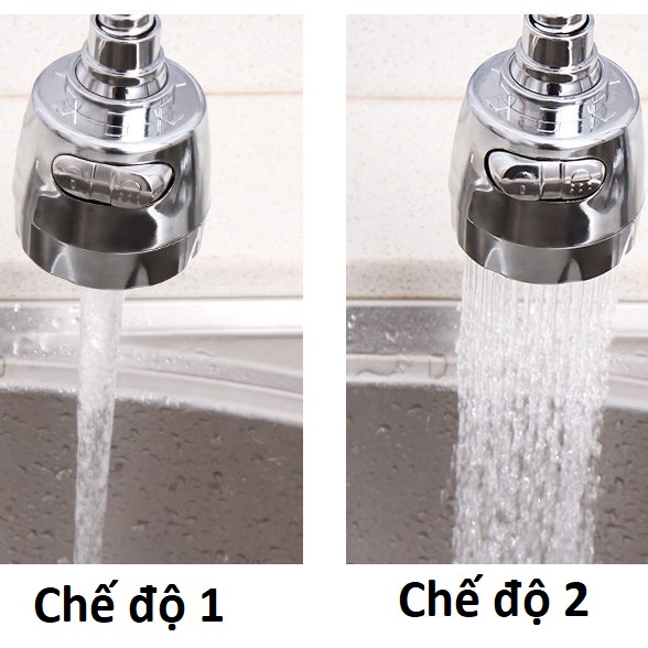 Đầu vòi tăng áp rửa bát điều hướng xoay 360 độ - Đầu Ngắn 3 Chế Độ - Đầu Dài 2 Chế Độ Nước