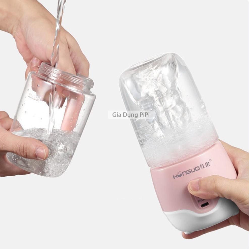 Máy xay sinh tố cầm tay mini sạc pin, Máy say sinh tố cầm tay đa năng mini 300ml Honguo