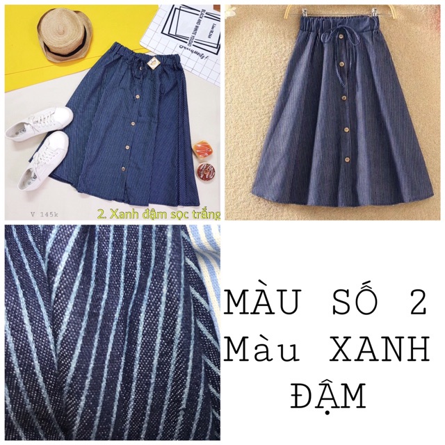 Chân váy dài kẻ sọc xoè | BigBuy360 - bigbuy360.vn