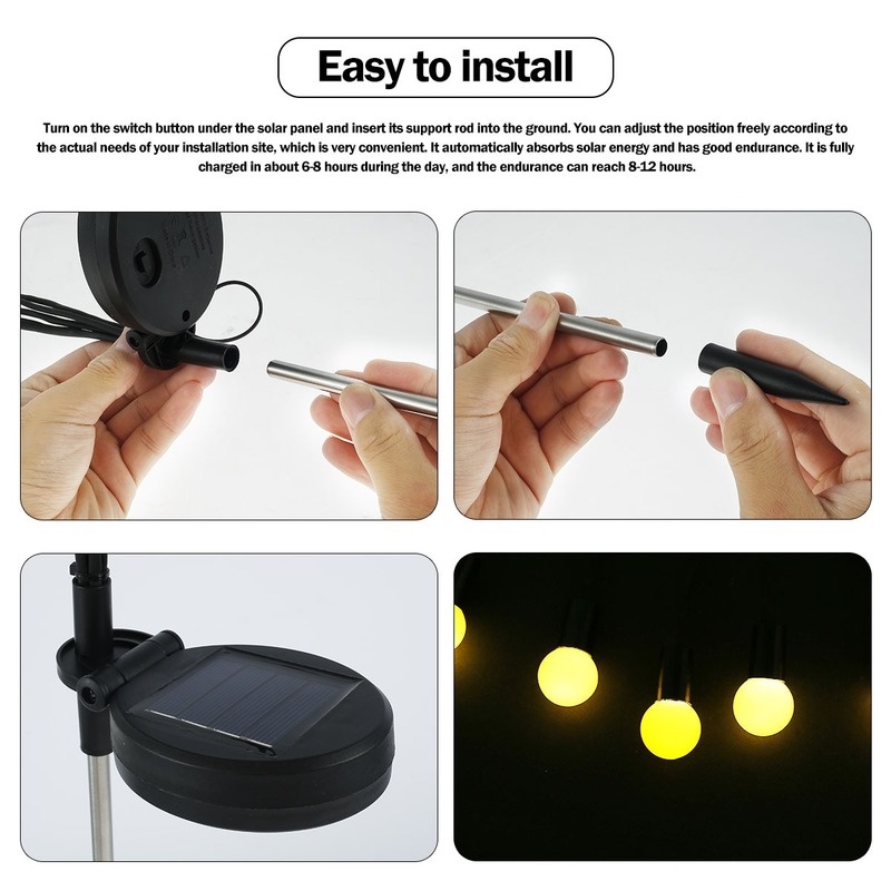 Đèn Led Trang Trí Lối Đi 2 Kiểu Hình Tròn Bằng Nhựa ABS Chống Mưa Chạy Bằng Năng Lượng Mặt Trời
