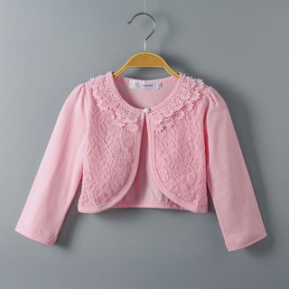 ☀Rj☀Áo Khoác Cardigan Viền Ren Cho Bé Gái