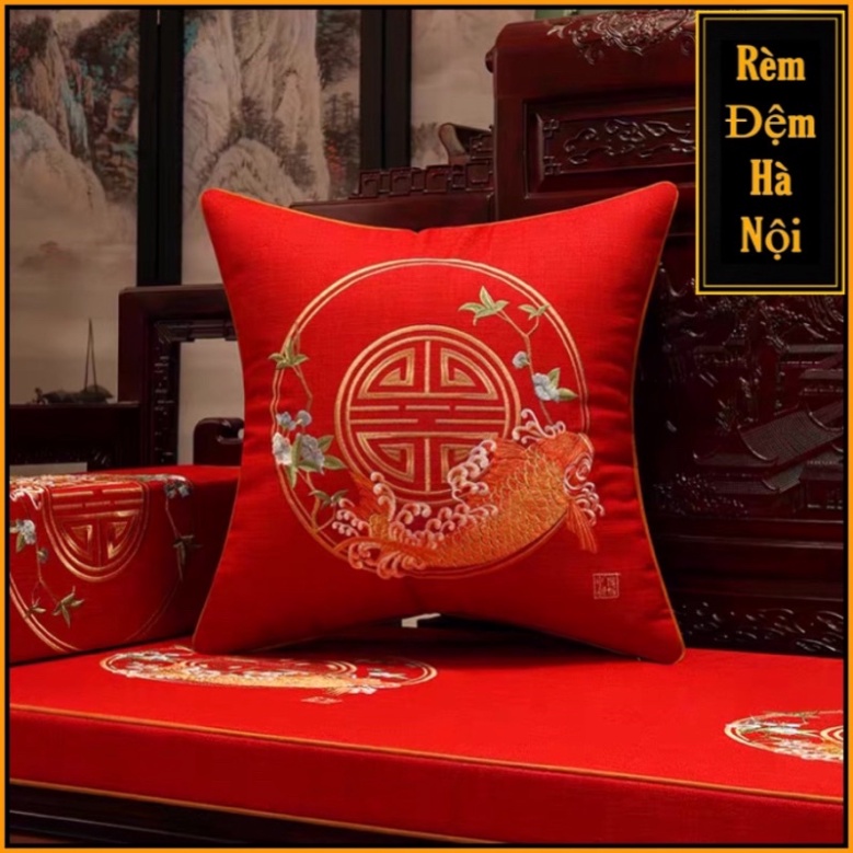 Gối dựa lưng sofa hoàng gia, gối tựa vuông 50x50cm Gối đệm cung đình Hàng loại 1