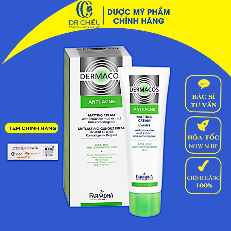Farmona Dermacos Matting Cream⚜️ DATE MỚI ⚜️ Kem dưỡng kiềm dầu giảm bóng nhờn Farmona Dermacos Matting Cream 50ml