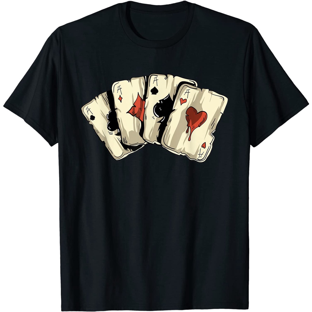 Sản Phẩm Nóng Bỏng!!Áo Thun Gia Đình Texas Hold 'Em - Gambling Casino 4 Aces Poker