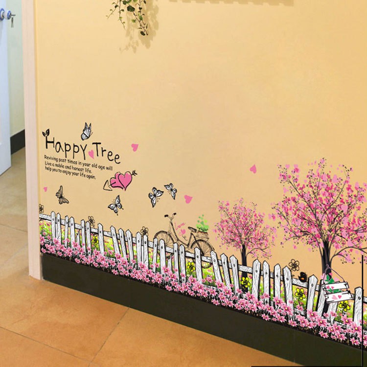 Decal Dán Tường Hàng Rào Hoa Tím