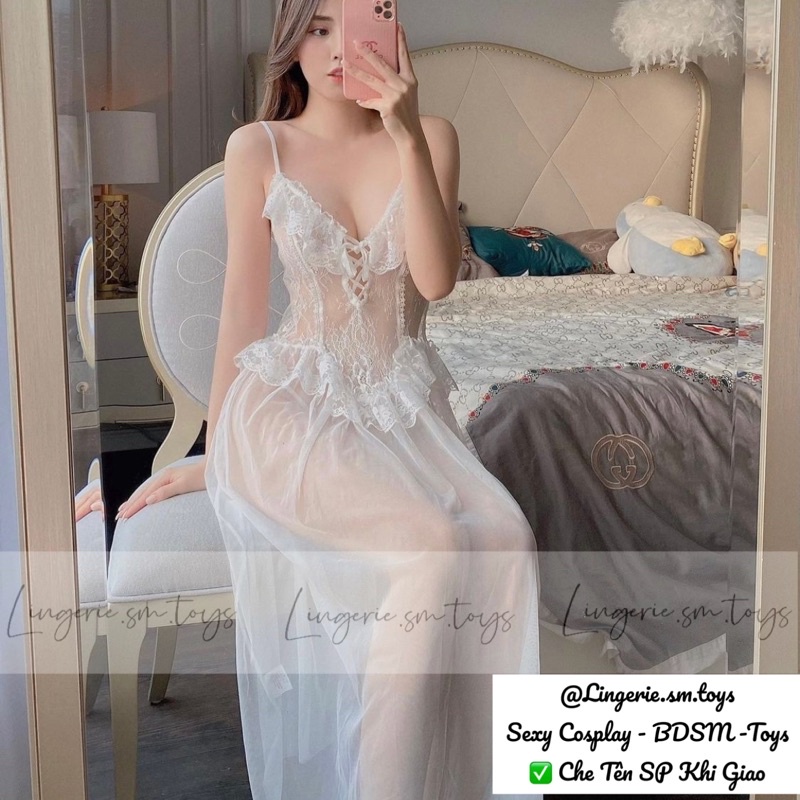 Váy Ngủ Trắng Tinh Khôi Trong Suốt Voan Mềm Bay Bổng - Đầm Ngủ Xuyên Thấu Gợi Cảm Sexy - QR19217 +19222 | BigBuy360 - bigbuy360.vn