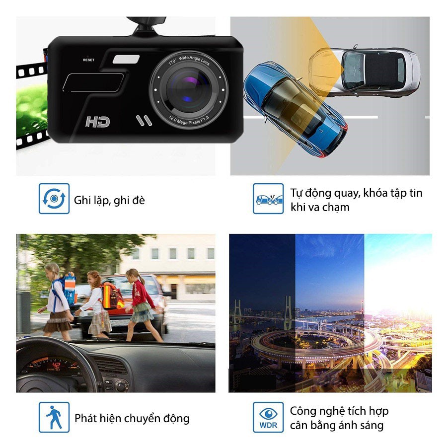 Camera hành trình xe ô tô Ống kính kép💥chất lượng💥 4 inch Car DVR 1080P (BẢO HÀNH 6 THÁNG) – BMCar – BM60 | BigBuy360 - bigbuy360.vn