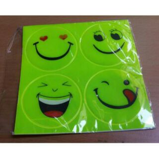 Sticker phản quang mặt cười,bộ 4 miếng - (đồ phượt - phượt - đi phượt )