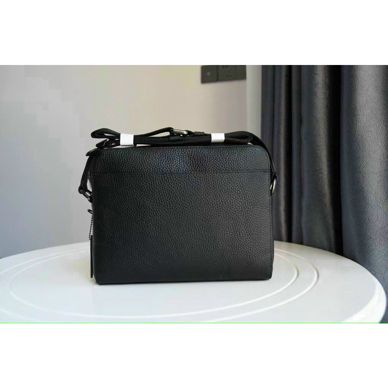 Cặp nam đeo chéo da thật, 2 ngăn rộng rãi màu đen trơn sang lắm