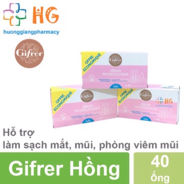 Nước muối sinh lý Gifrer màu hồng của Pháp (Hộp 40 ống)