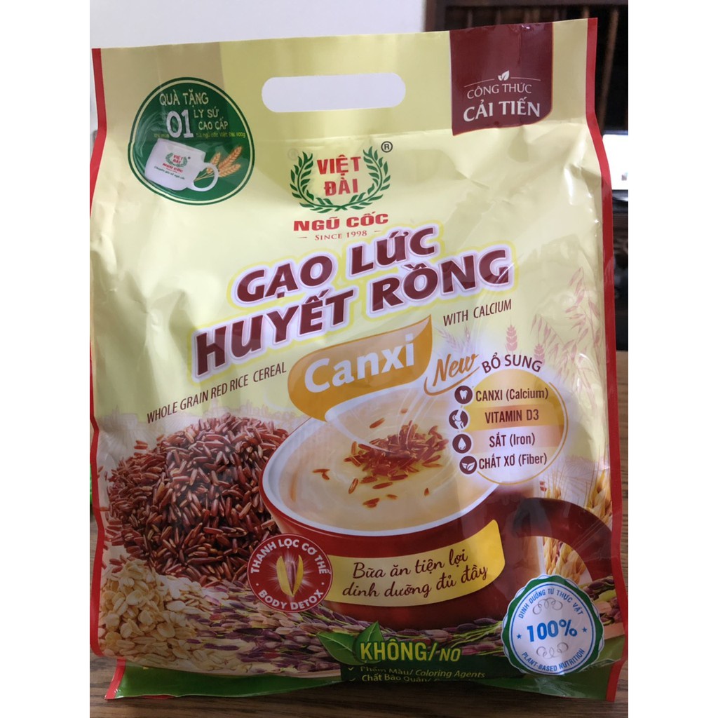 Bột ngũ cốc Gạo lức huyết rồng Việt Đài túi 600g