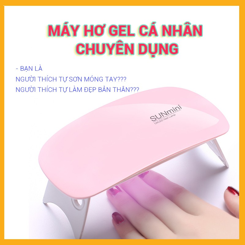 Máy hơ gel SUN MINI NAIL360 chuyên dùng cá nhân làm móng tay Đổi Mới Bảo Hành 30 ngày hơ sơn gel, base top gel, màu gels
