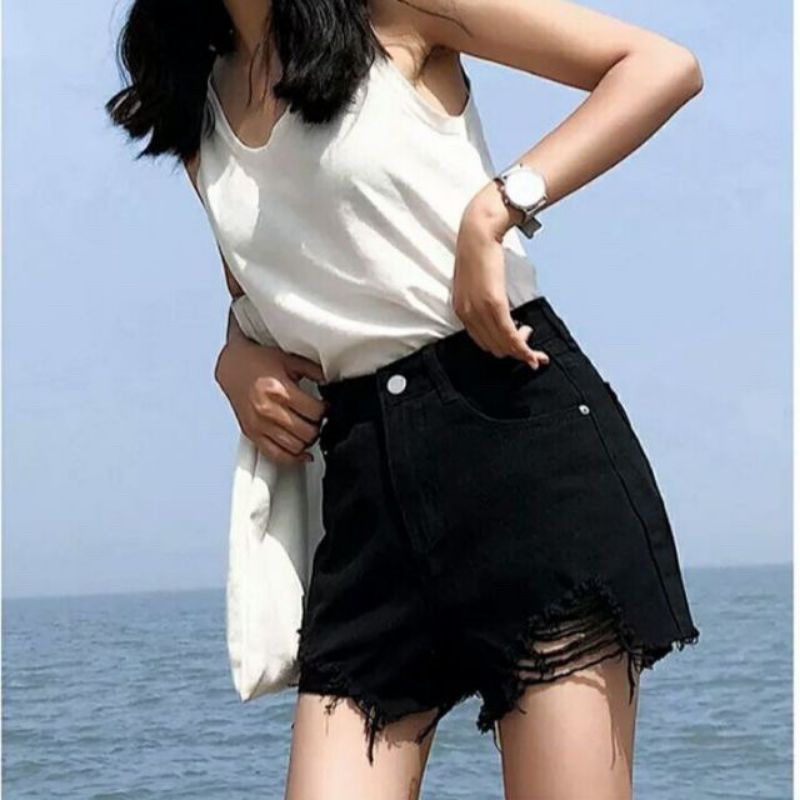 QUẦN ĐEN SHORT JEAN RÁCH BIGSIZE