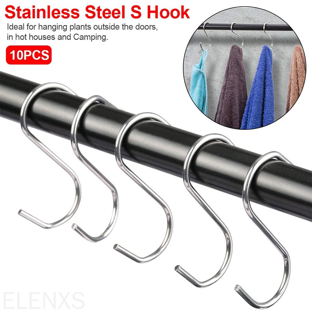 Set 10 móc treo hình chữ s bằng thép không gỉ tiện dụng cho nhà bếp