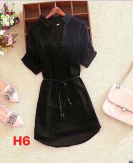 Đầm sơmi cột dây