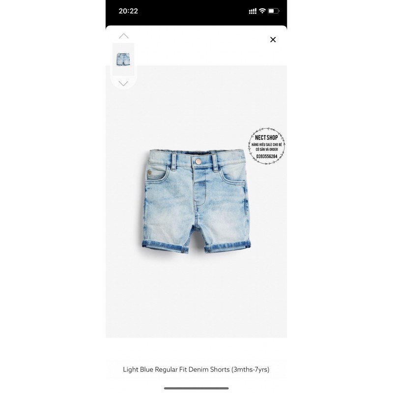 Quần short jean Next 2-3 3-4 tuổi sale