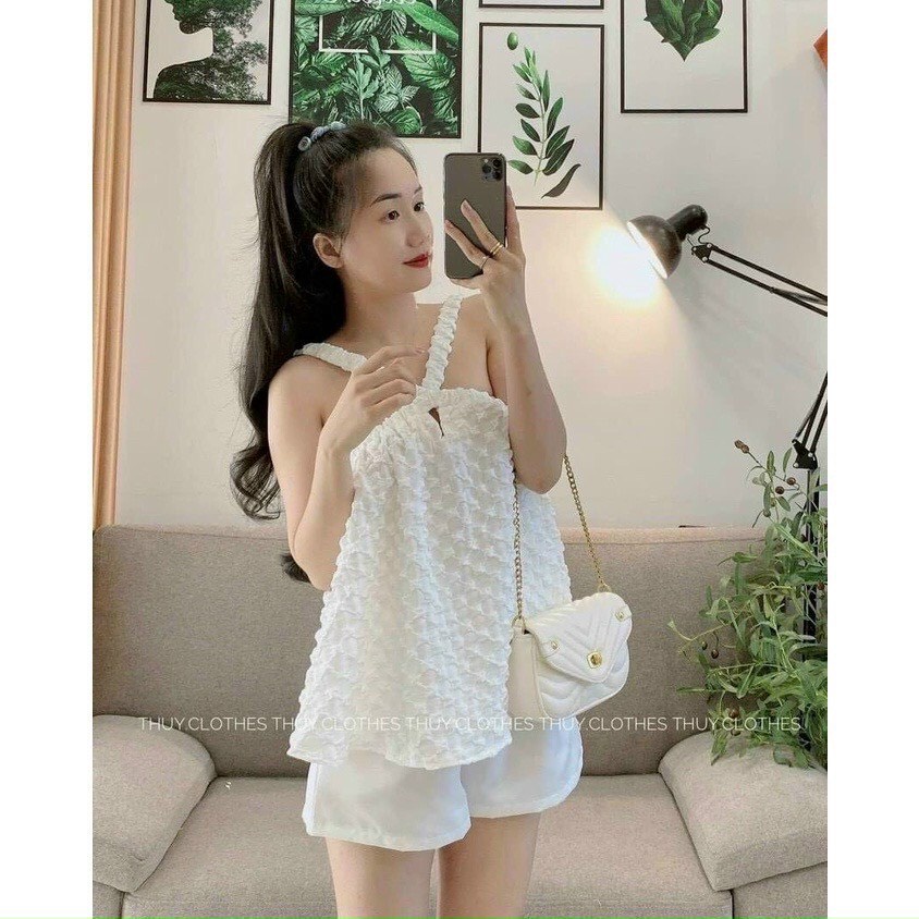 Set áo dây baby doll kèm quần short dễ thương xinh xắn chất liệu xốp phồng cực hot TP53