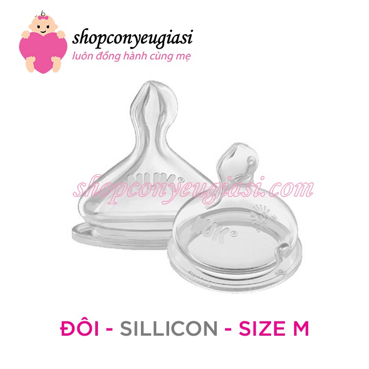 Núm Ty NUK Silicone - Đôi - Cổ Rộng - 0-6 tháng - MADE IN GERMANY