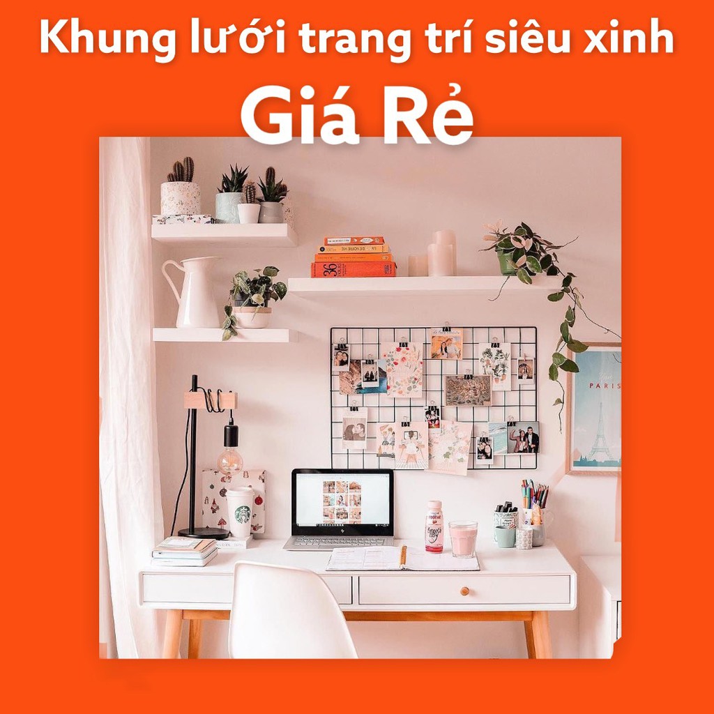 Combo Khung Lưới Treo Ảnh - Lưới Sắt Trang Trí