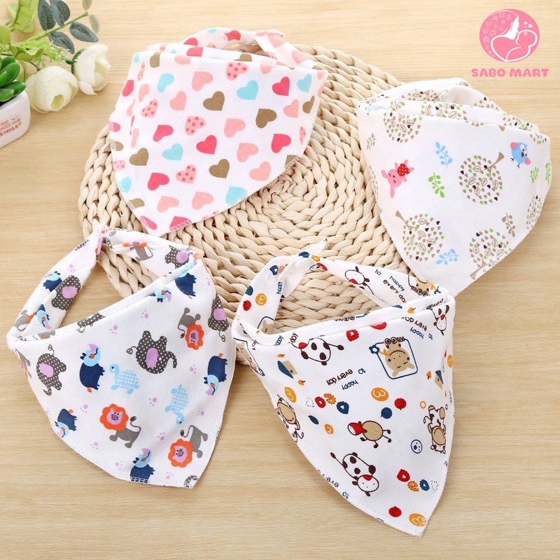 [LOẠI 1 XỊN XÒ] Yếm Tam Giác Cotton 2 Lớp Dày Dặn Có Cúc Bấm Cho Bé