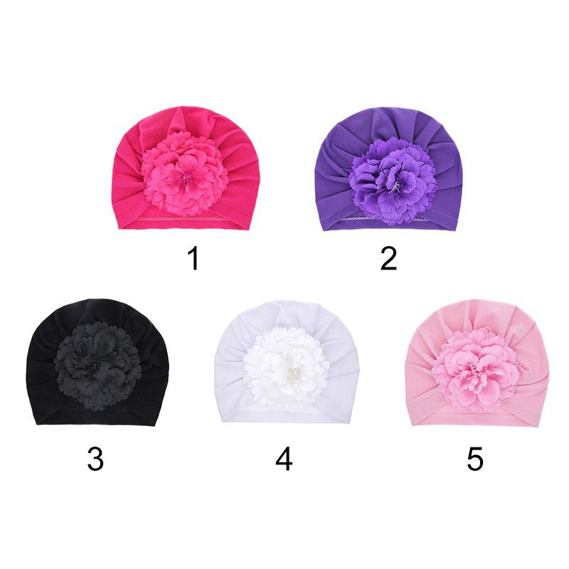 Nón trùm đầu màu trơn có hoa xinh xắn cho bé