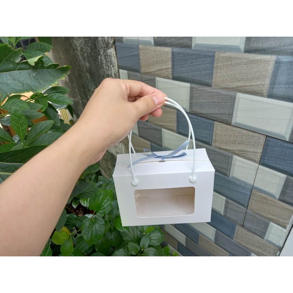 50 cái - Hộp giấy trắng mica mặt kính đựng set yến chưng baby,quà tặng - Hộp Q2 trắng