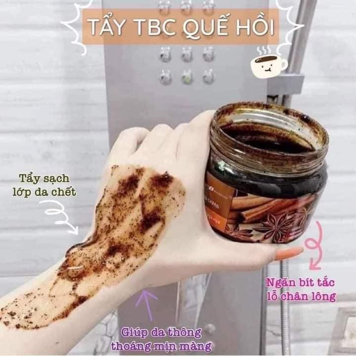 Tẩy tế bào chết quế hồi làm sáng body, loại bỏ tế bào chết trên da