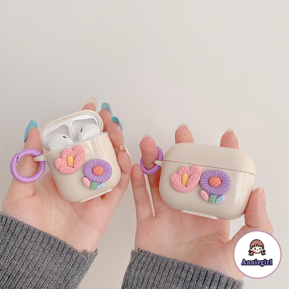 Vỏ Bảo Vệ Hộp Sạc Tai nghe không dây Airpods 1/2/3/pro Hình Hoa Đào Mùa Hè 3D