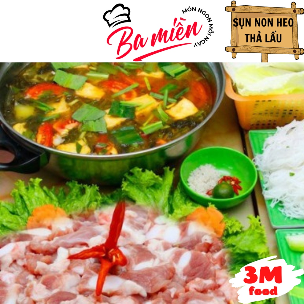Sụn non heo khay 500gr thái mỏng, thái nhỏ tiện lợi  3M FOOD GS