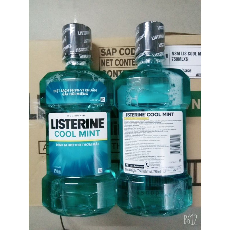 [Combo 2 chai]Nước Súc miệng 750ml ⚡Listerine Coolmint⚡vị the mát ngăn ngừa mảng bám