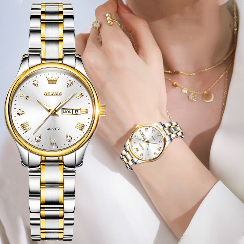 Đồng hồ nữ đẹp, Fullbox chính hãng Olevs, dây thép không gỉ, rất bền màu, mặt kính chống trầy xước, chống nước 3ATM tốt