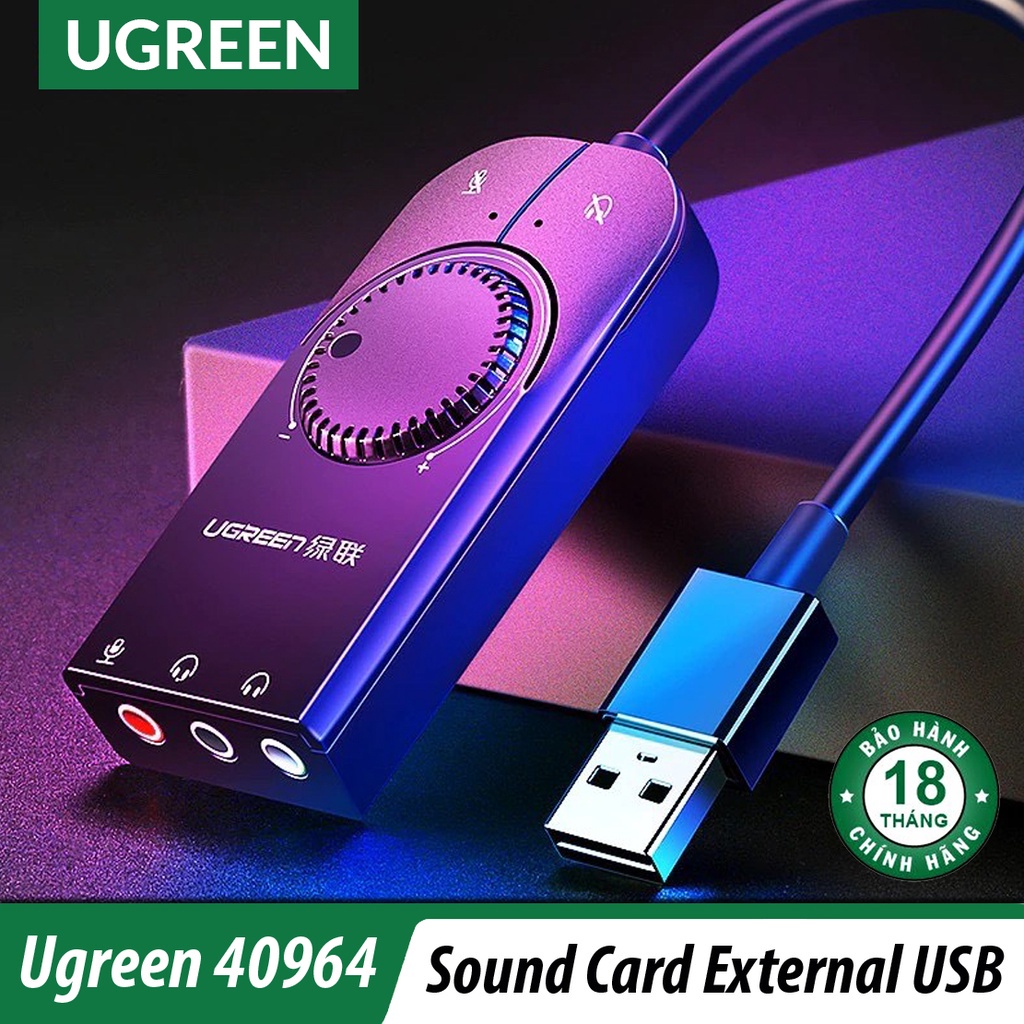 Cáp USB Sound Ugreen 40964 CM129 chuẩn 3.5mm có Volume control Cao Cấp Chính Hãng