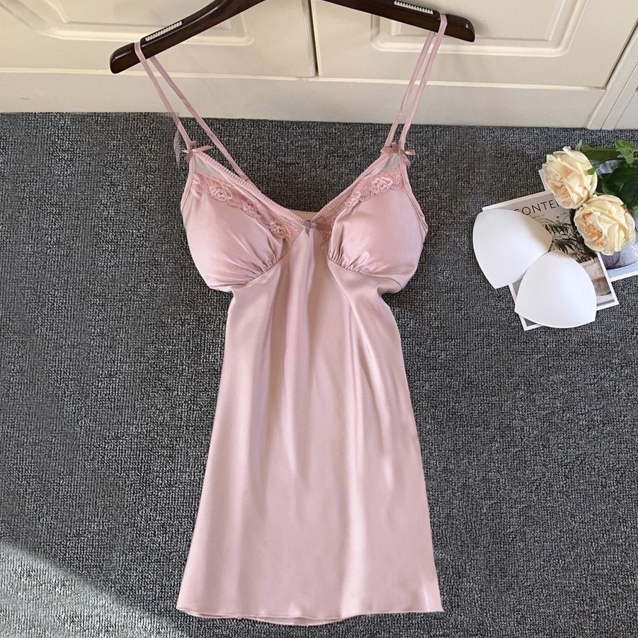 Váy Ngủ Hai Dây Lụa Satin Phối Ren Hisexy MD94 | BigBuy360 - bigbuy360.vn