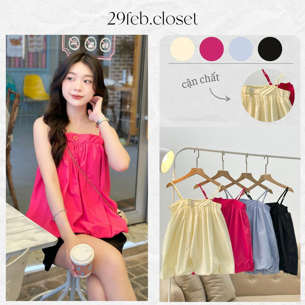 Áo babydoll hai dây khuy cúc trước chất đũi mềm mại - 29feb.closet - A262