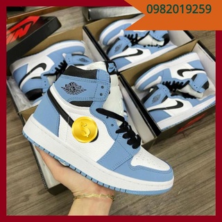 Giày thể thao🏆FREESHIP🏆 air Jordan Xanh Dương Móc Đen cổ cao nam nữ full box bill