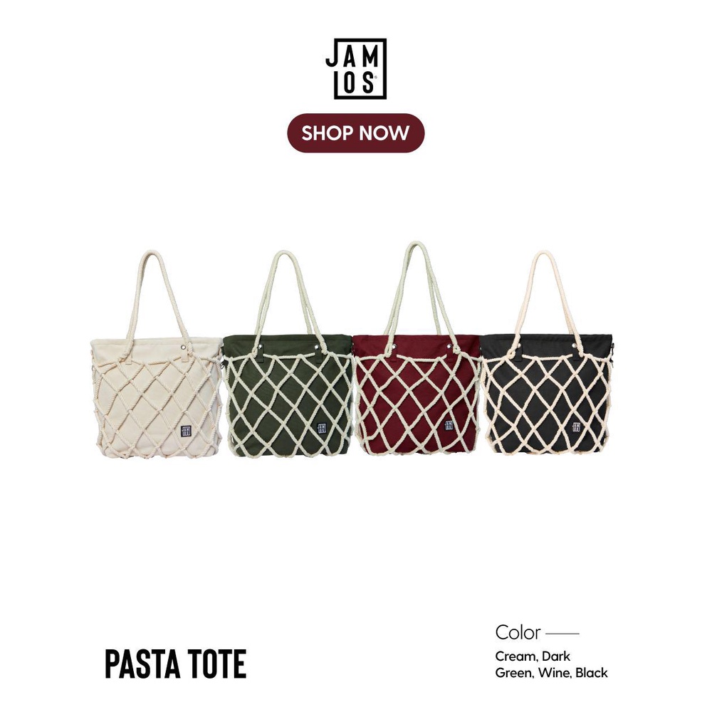 Jamlos Pasta Tote - Túi tote thời trang vải canvas phối dây macrame thủ công