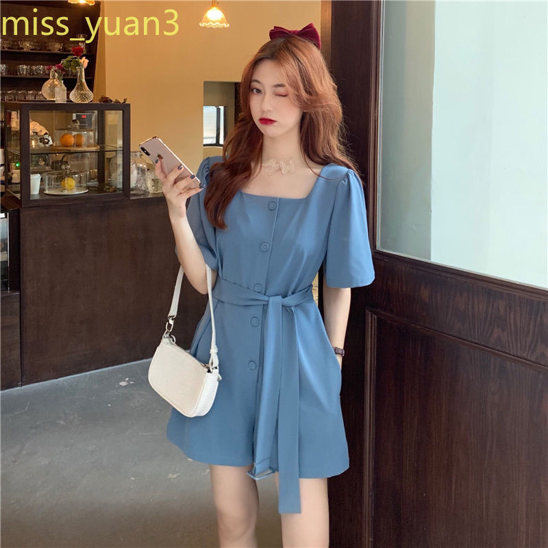 Đầm cổ vuông không đường may phong cách Pháp | BigBuy360 - bigbuy360.vn