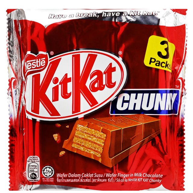 Gói 3 Thanh Bánh Chocolate KitKat Chunky 114g ( 3 thanh x38g)